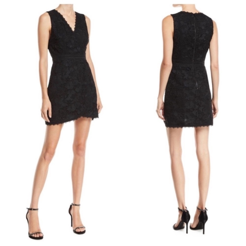 Alice + Olivia Lennon Black Floral Lace Mini Cocktail Dress Size 0